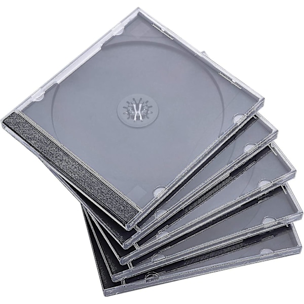 25-pack Standard Enkelt Transparent CD-fodral med Monterad Svart Bricka - Perfekt