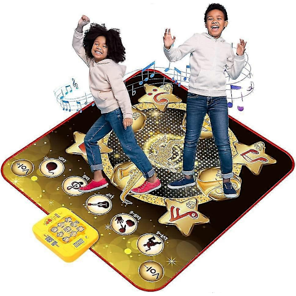 Dansematte, Dansespill Lekegave for Jenter og Gutter 3-12 år, Danseplate med Trådløs Bluetooth, 9 Utfordrende Spillmoduser - Perfekt Gold