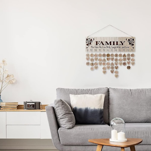 100 st Trä Familjekalender, DIY Födelsedagskalender Väggdiagram, Födelsedag Dekorationer - Perfekt