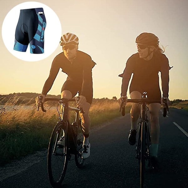 Cykeltights herr 3D-vadderade snabbtorkande halvlånga byxor XL blå - Perfet