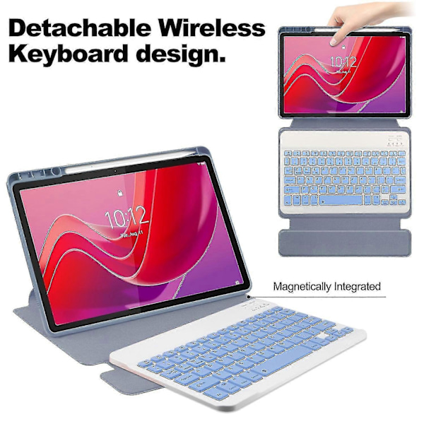Yhteensopiva Lenovo Tab M11 (Xiaoxin Pad 11 2024) Kotelon PU+Akryyli Tabletin Jalusta Suojus Bluetooth-Näppäimistöllä - Täydellinen Purple Style A Lenovo Tab M11 (Xiaoxi