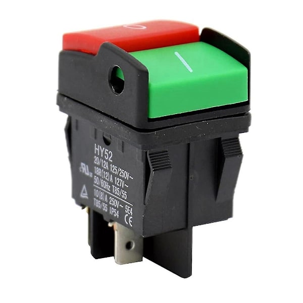 Industriell Elektrisk Tryckknappsbrytare, HY52 Mekanisk Utrustningsbrytare, 4-stift, med ljus, 125/250 V-Perfet