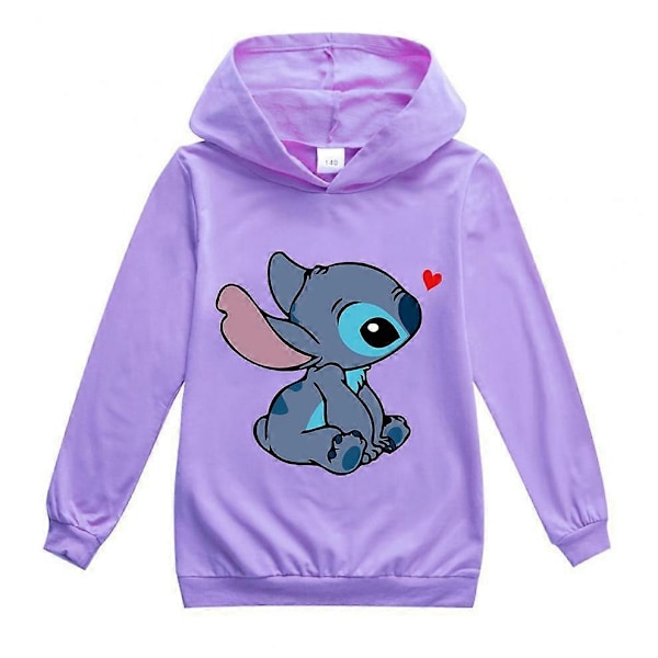 Børne Drenge Piger Disney Stitch Jule Hoodies Topper Trøjer - Perfekt Purple 13-14year(160cm)