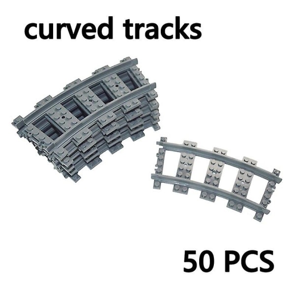 Bytogsdele Bro Tunnel Model Lige buet skinne Mursten Bløde Fleksible Cross Track Jernbane DIY byggeklodser Curved 50pcs
