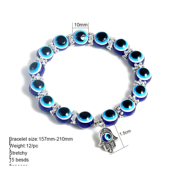 2-Pack Evil Eye Blue Palm Armbånd Turkish Lucky Jewelry - Perfet