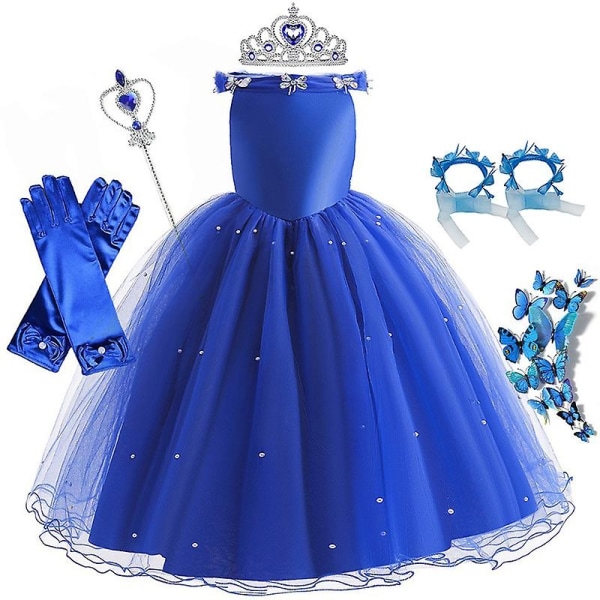 Askungen Klänning Kjol Halloween Cosplay Kostym Barn Flickor Festklänning Lång klänning Ornament - Perfet Dress kit 02 140cm