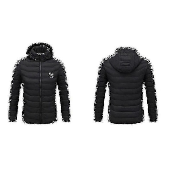 Lämmitetty takki, Talvi Ulkoilma Lämmin Sähköinen Lämmitetty Takki, 8 Lämmitysaluetta - Perfet Black XL