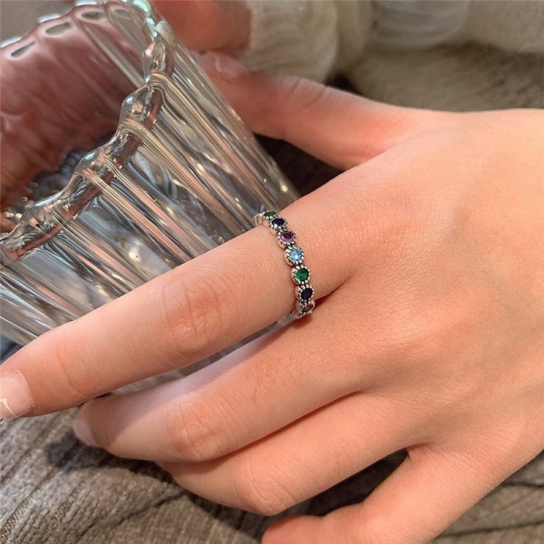 Flerfärgade cirkulära zirkonringar Justerbar ring - Perfet