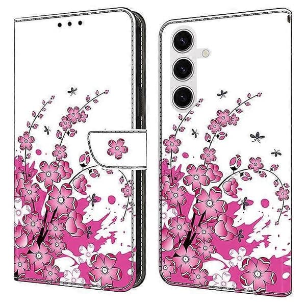 Telefonfodral för Samsung Galaxy S25, PU Läder Plånboksfodral med Ställ-Perfekt Flower Vine