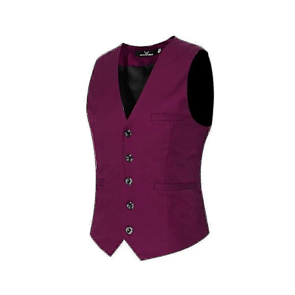 Herrar V-ringad kostymväst ren bomull slim fit fyra säsonger väst-Perfet Dark Red S