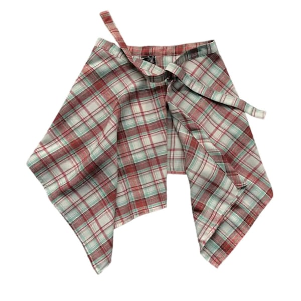 Unisex Ruudullinen Kerroksellinen Lyhyt Kietaisuhame Epäsäännöllinen Laskostettu Esiliinahame Solmittava A-linjainen Lantiohuivi Ylihame Paidanjatke Mustavalkoinen - Täydellinen Red
