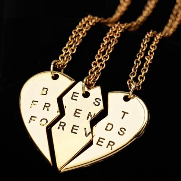 Fashion 3-delad Broken Heart Pendant halsband - Perfet Gold