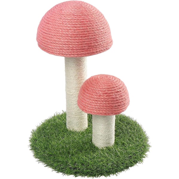 Vaaleanpunainen Sisal-kissatolppa sienikuviolla päällystetty pehmeällä ja joustavalla sisalköydellä kissoille