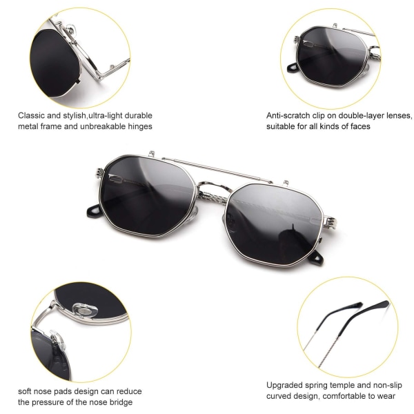 Retro-aurinkolasit naisille Miesten Steampunk-aurinkolasit Flip Up Sung - Perfet
