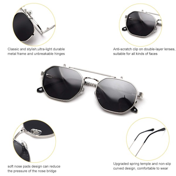 Retro Solbriller For Dame Menn Steampunk Solbriller Flip Up Sung - Perfet