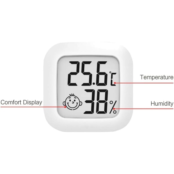 4,5 cm vit termometer Hygrometer Digital LCD-skärm bärbar - Perfet