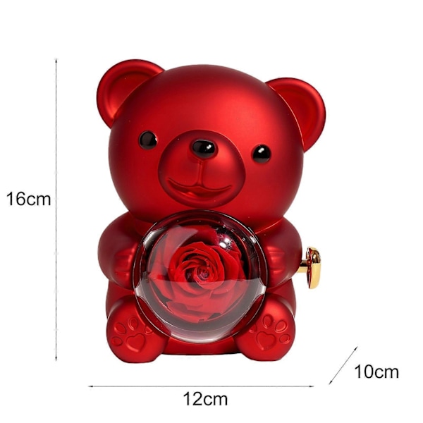 Evig Ros Nallebjörn Gåva med Hjärtformat Halsband Roterbar Evig Blomma Nallebjörn Presentförpackning Fru Mamma Mormor Flickvän Alla Hjärtans Dag - Perfekt Pink