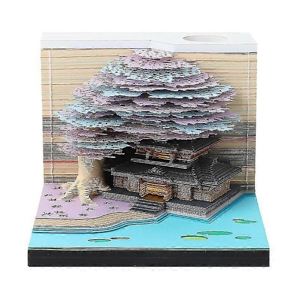 Skrivbords kalender med LED-lampor, 2024 kalender memoblock, kreativ skrivbords kalender DIY anteckningsblock, 3D konst kalender pappersutskärning - YuJia - Perfet 24