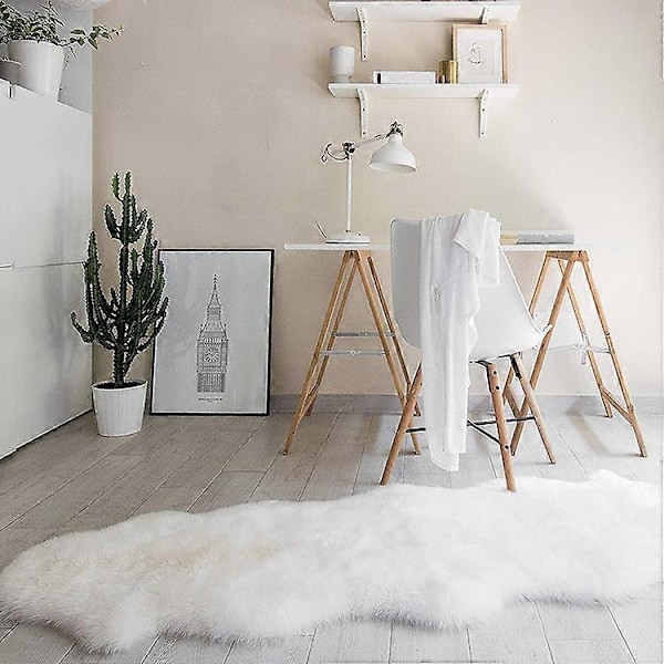 Ultramjuk fluffig matta i fuskfårskinn - Perfekt Grey 60*180cm