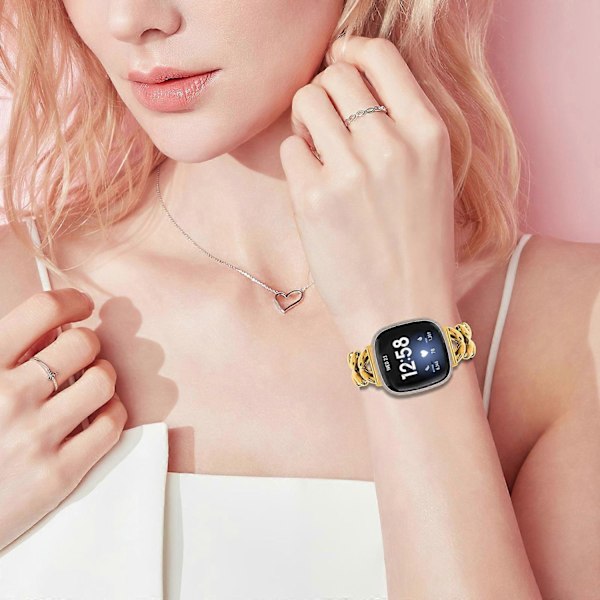 Klockarmband i zinklegering för Fitbit Versa 4/ Sense 2 Vridet metallarmband Ersättning - Perfekt Gold