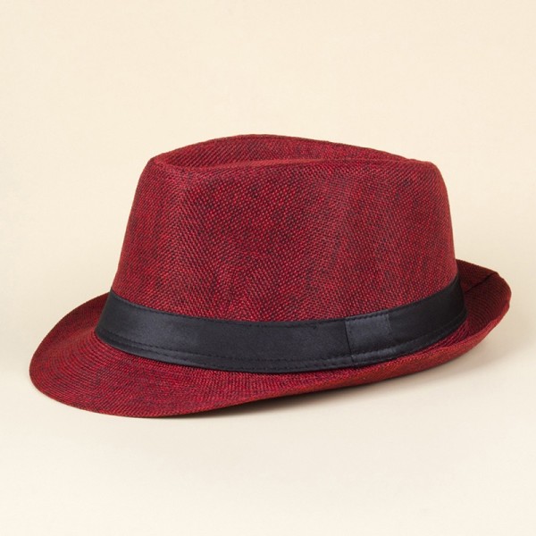 Retro hat til mænd med bred skygge Vintage kasket udendørs bowlerhatte - Perfet Red