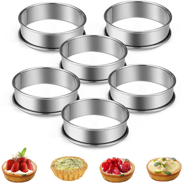 Bageforme - 12-delt kagering sæt - 8 cm bageforme - Non-stick kagering forme - Runde bageforme i rustfrit stål (85*25 cm) silver 8.5CM