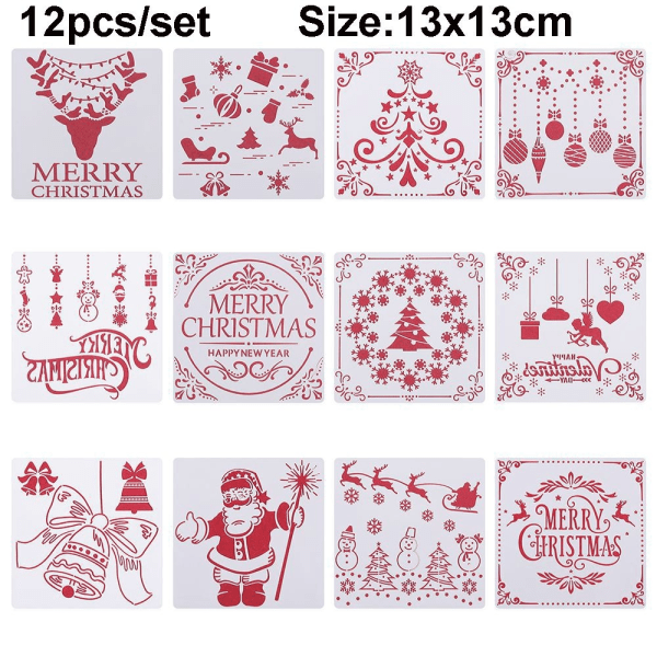 12stk Lagdelte sjablonger Scrapbooking Malemal Merry - Perfet