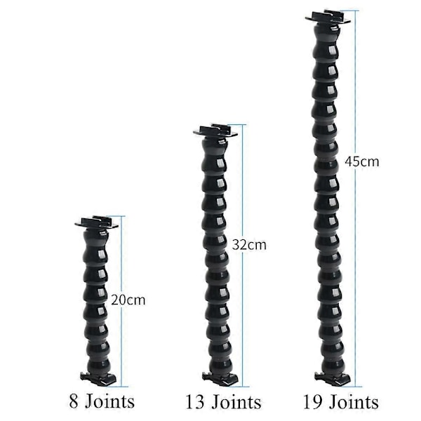 Flex Clamp Arm Fäste med Justerbar Svanhals Flexibla Käftar Clip Fäste Hållare för GoPro Hero 10 9 8 7 4 Actionkamera Stöd-Perfet 19 Joints