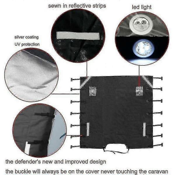 Universal Campingvogn Front Træk Covers Beskytter +2 Led Lys Skjold Støvtæt-Perfekt
