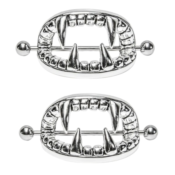 1 stk/2 stk kirurgisk stål vampyr hoggtenner Disc Bars brystvorteskjold Ri - Perfet Silver