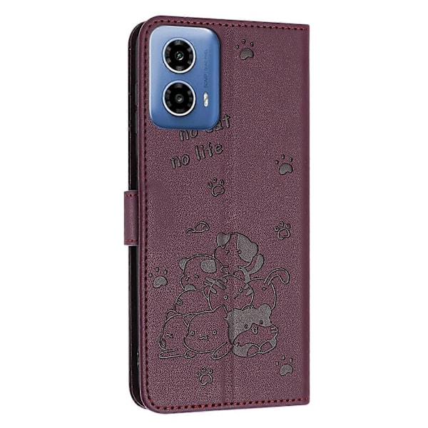 Nahkakotelo kaulanauhalla, yhteensopiva Motorola Moto G85-Perfetin kanssa Wine Red