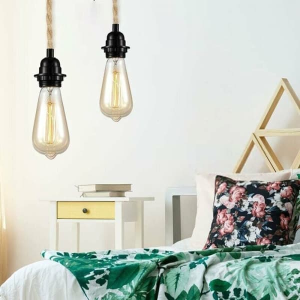 Två par 4,5 meter långa pendelrep, E27 lamphållare och strömbrytare, med glödlampssladd, lämplig för DIY-pendellampor