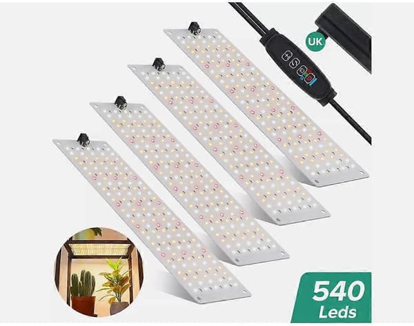 540 LED Vækstlys Fuld Spektrum Indendørs Plantevækstlampe 4 Paneler Dæmpbar Timer-xindaren