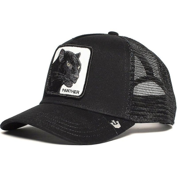 Farm Animal Trucker Baseball Hat Mesh Style Mænd Kvinder Hip Hop Bros Justerbar Baseball Hat - Perfet Panther Black