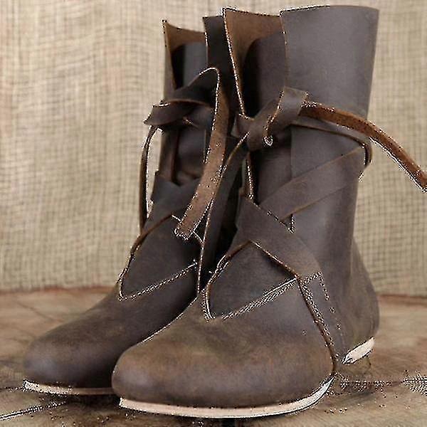 Menn's Middelalder Renaissance Sko Pirat Båndsko-Perfet Brown 44