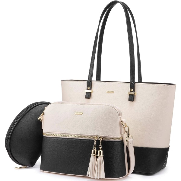 rejsetaske, skuldertaske, håndtaske dame shopper skulder taske dame stor dame taske store læder håndtasker 3-delt sæt - Perfet