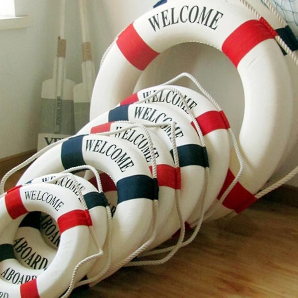 Velkommen ombord Nautical Life Lifebuoy Ring Båt Vegghengende Home Decor Lh - Perfet Blue 25cm