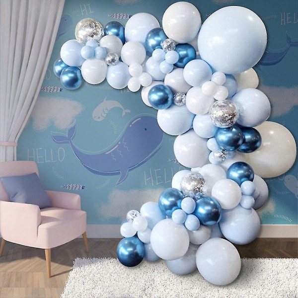 Balloon Garland Arch Kit, blå vit och guld rosa latexballonger för festdekorationer - Perfet blue