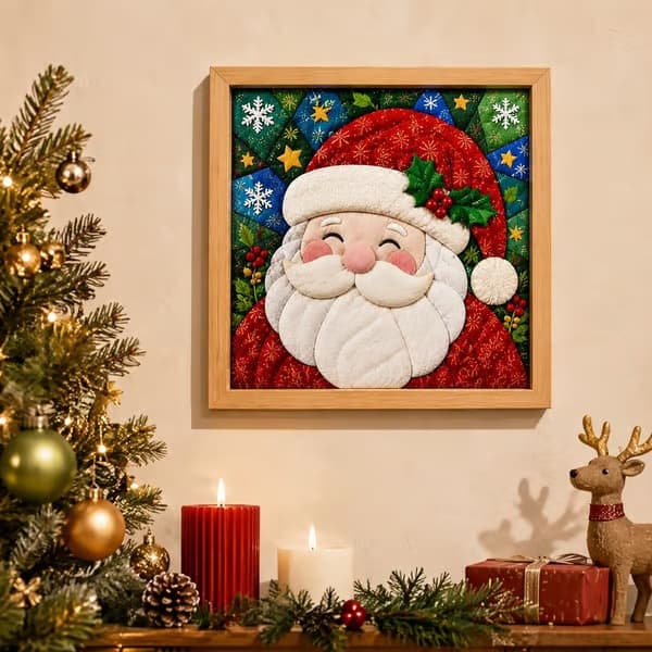 Kinusaiga Stofkunst-sæt | DIY 3D Jule-stofkunst-sæt til voksne Santa Claus