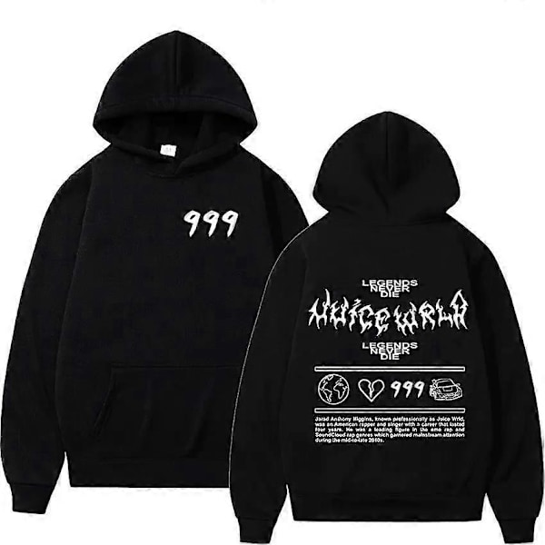 Juice Wrld Rapper Hoodies för Män och Kvinnor - Street Fashion Tröjor Populära Hip Hop Sweatshirts Vinter Överdimensionerade Långärmade Toppar - Perfekt 4 L