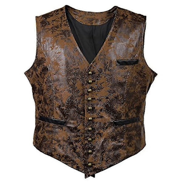 Herrar Solid Sammet Konstläder Väst - Perfet brown M