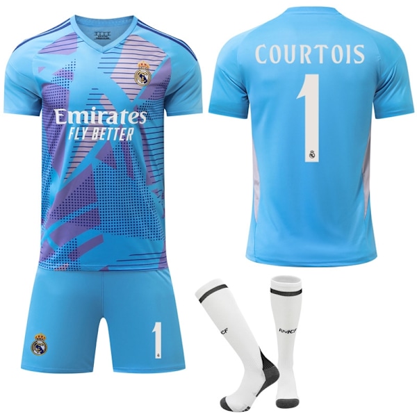 2024-2025 Real Madrid Blå Børnefodboldtrøje Størrelse 1 COURTOIS- Perfekt 28
