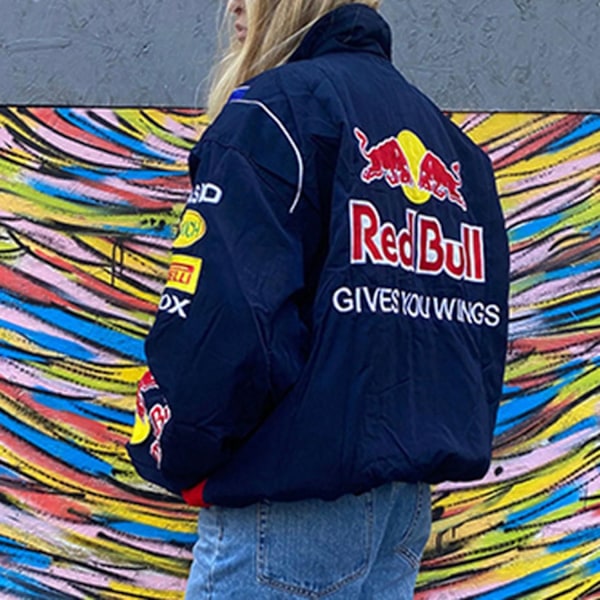Vinterbaseballjakke for kvinner, retro løs racing motorsykkeljakke for fest og feriebruk - Perfekt M