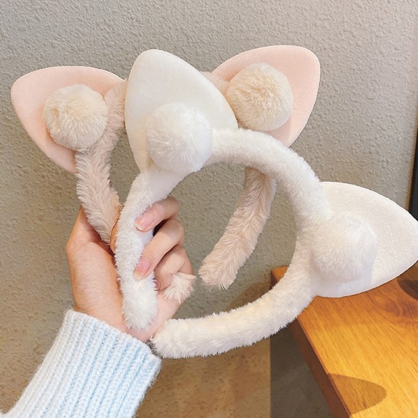1st Fashion Cat Ears Plysch hårband för kvinnor Huvudbonader Ansikte - Perfet Pink