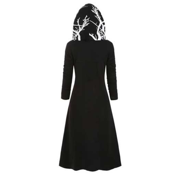 Halloween Cosplay Cape Hooded Coat Print Coat för vuxna - Perfet Black XXL