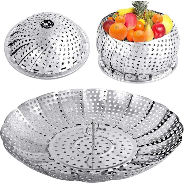 Ångkokare i rostfritt stål Justerbart ånginsats Ånginsats för kokkärl L 15 cm x B 15 cm x H 8,5 cm-Perfet