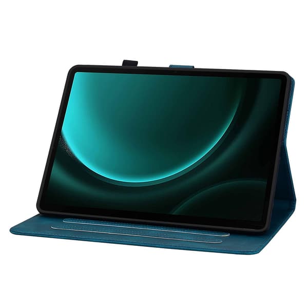 Präglat Läderfodral Kompatibelt med Samsung Galaxy Tab S9 / S9 FE-Perfet Dark blue