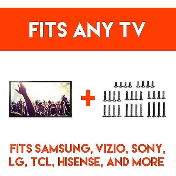Yleiskäyttöinen TV:n asennustarvikepaketti, yhteensopiva kaikkien jopa 80 tuuman televisioiden kanssa, mukaan lukien Samsung. Pakkaus sisältää M4, M5, M6 ja M8 TV-ruuvit. -Perfet