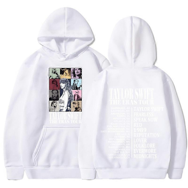 Unisex Hoodie Taylor The Eras Tour - Pojk- och Flicksweatshirt, Midnight Album Swift Print, Dam- och Herrkläder, Huvtröja - Perfekt white 2XL