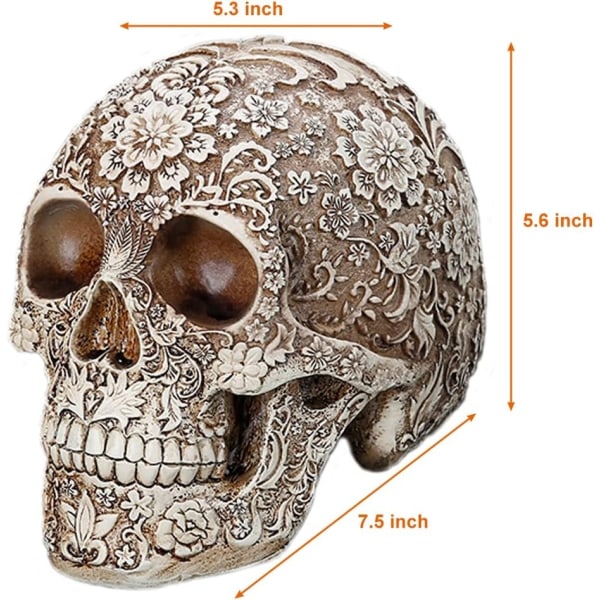 Menneskeskalle i naturlig størrelse / hodeskallemodell - Day of the Dead dekorasjon - Perfet